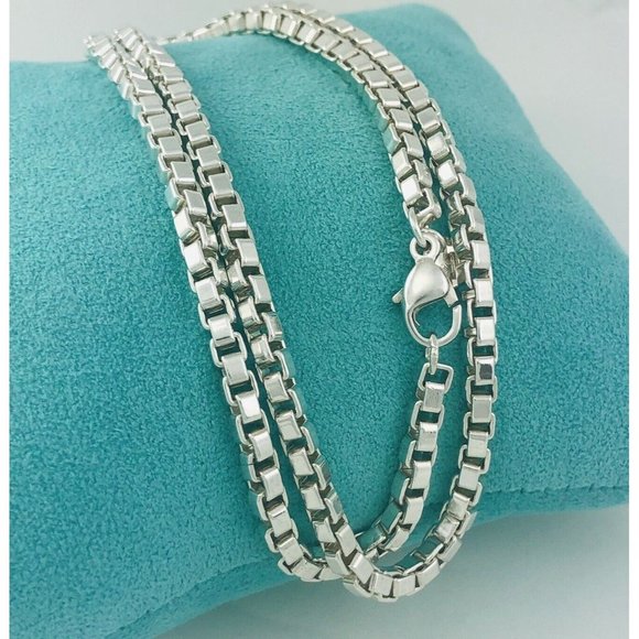 24" Tiffany & Co Venetian Box Link Necklace in Sterling Silver Large Men… - Picture 1 of 5